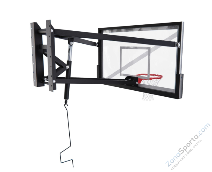 Баскетбольный щит DFC со съёмным регулятором высоты, стекло 12 мм, 180 х 105 см