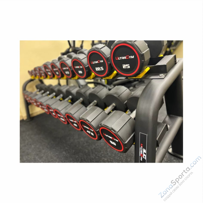 Круглые полиуретановые гантели. Ряд от 2.5 до 25 кг UltraGym UG1032D