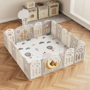 Манеж Unix Kids DeLuxe Grey 180 x 200 см с баскетбольным кольцом и ковриком